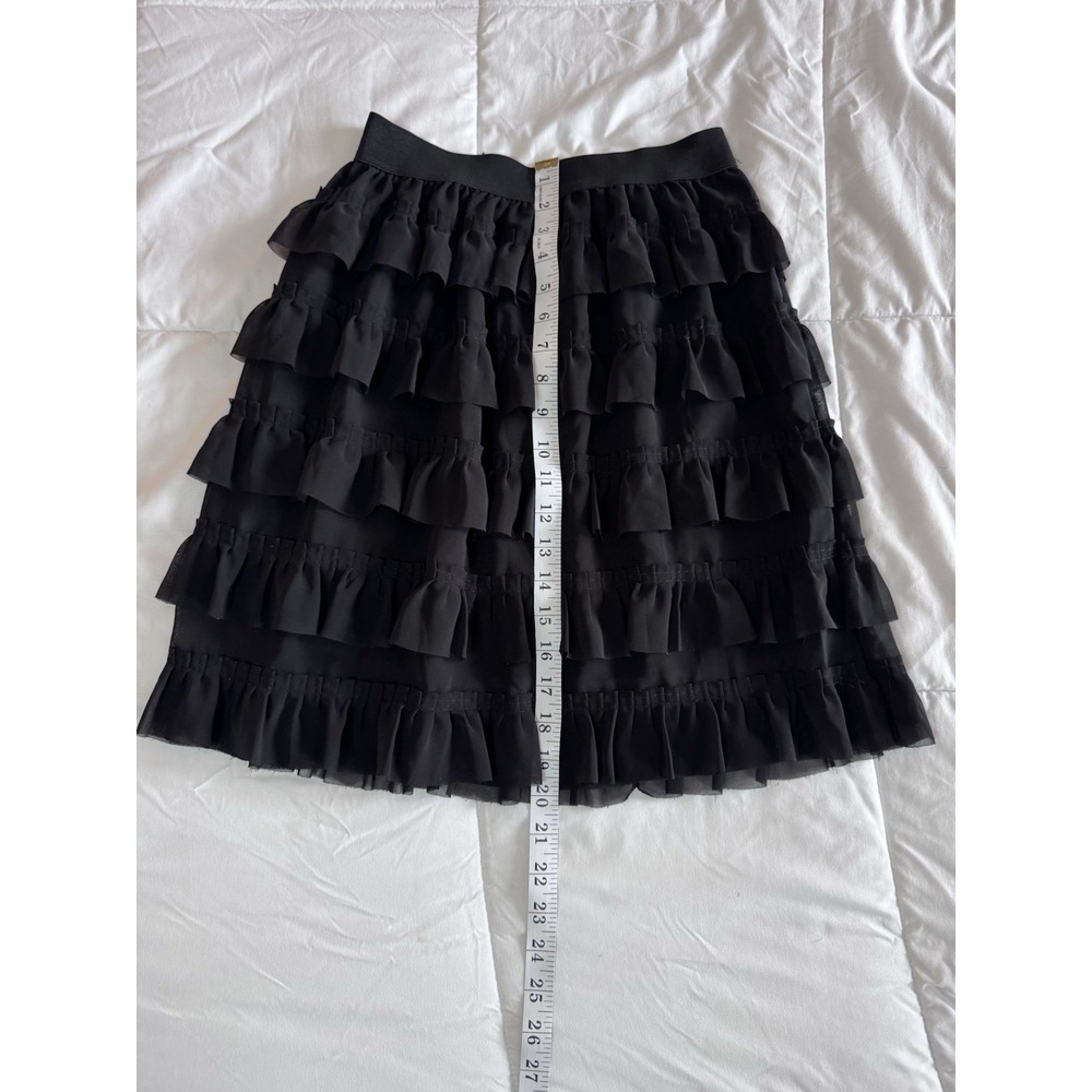 BYSI Women's Skirt Pencil Ruffle Black Size 6 Elastic Waist, Lined With Shorts - Picture 2 of 7